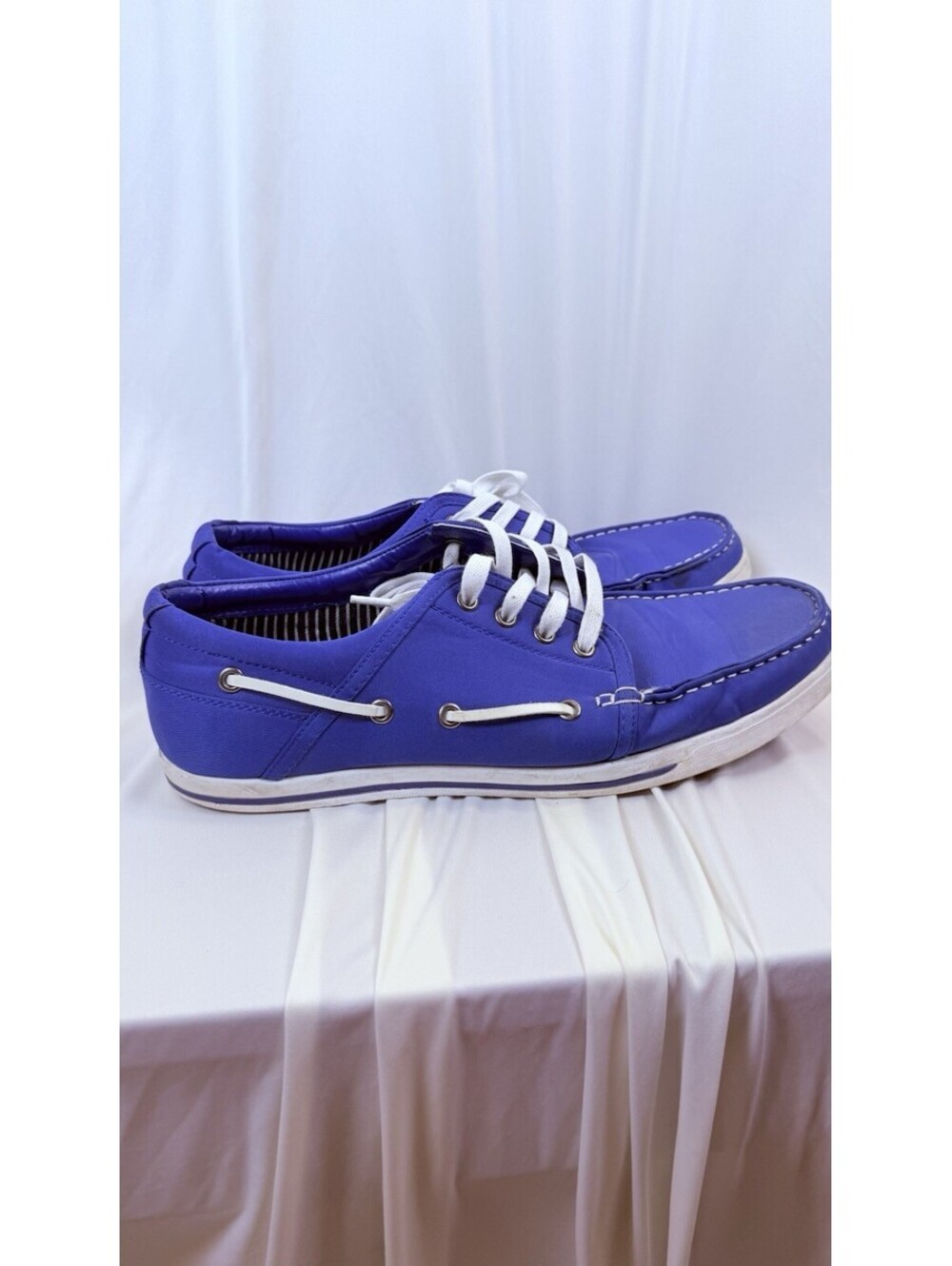 David Stone Cobalt Kentucky UK Blue Canvas Boat Shoes Sz 12 M Preppy Game Day